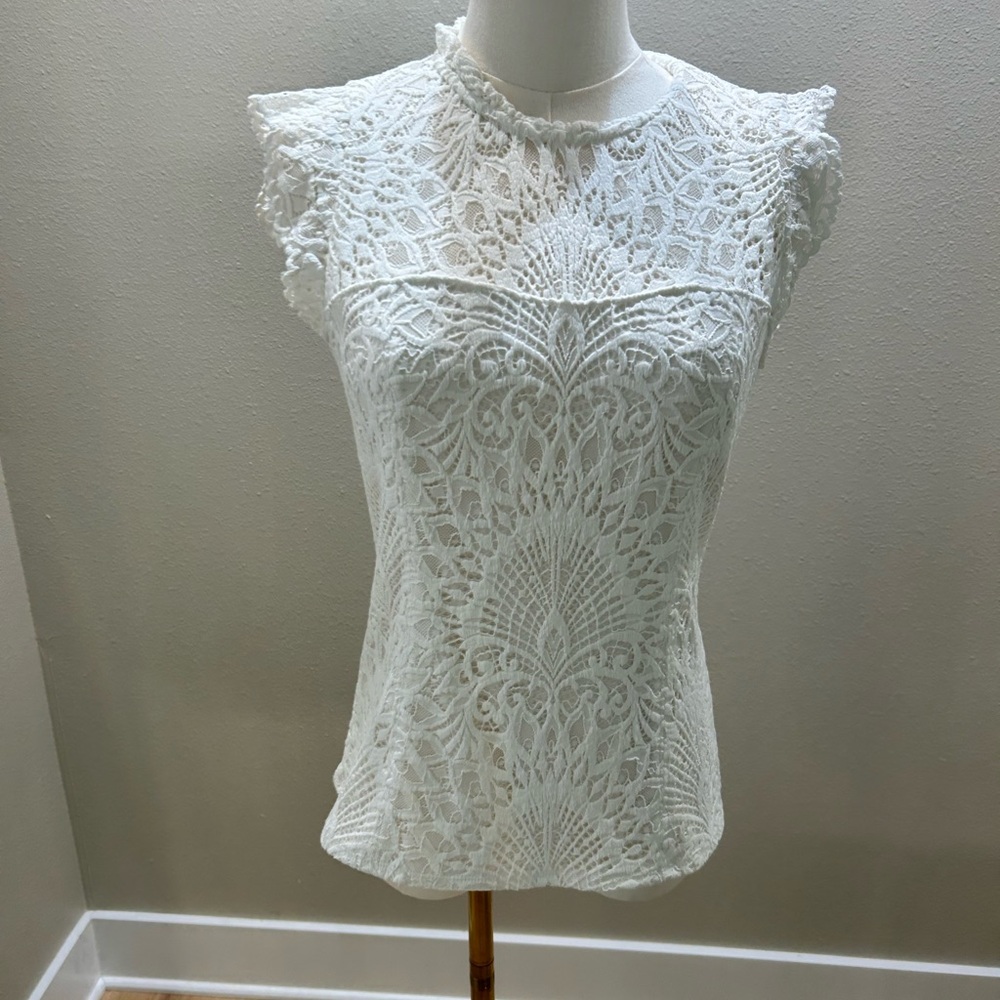 White House Black Market Ivory Lace Blouse